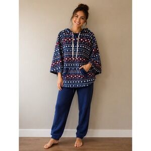 Cuddl Duds Fleece Lounge Set XL Cozy Nordic Fair Isle Hoodie Pajamas Cozycore